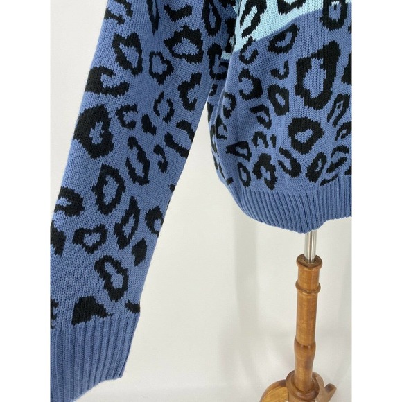 NWT Allie and Rob Animal Print Blue Sweater Petite XL 3 Quarter Sleeves - Picture 12 of 12
